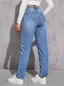 Flexra Jeans de pierna entallada lavados y desgastados de manera casual - Multicolor - Ver 2