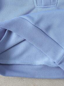 SHEIN Playful Pals 2 件套男婴幼儿 Polo 领休闲针织拉链上衣和配套松紧腰裤套装，蓝色，适合春、秋、冬，6 个月至 3 岁 - 藍色 - 查看 7