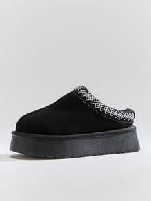 Solezae Women's Casual, Comfortable Classic Platform Ultra Mini Ankle Boots For Warm For Christmas Valentine's Day - Black - View 2
