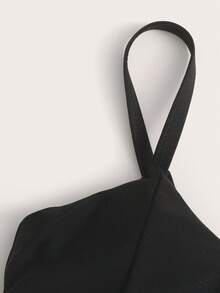 Swim Vcay Summer Beach Ring Linked Bikini Top - Black - View 4