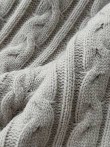 Elamini Women's Apricot V-Neck Lantern Sleeve Twist Rope Cable Knit Sweater Top, Fashionable For Autumn/Winter - Apricot - View 6