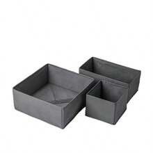 1/3/6 Pack Foldable Cloth Storage Box Closet Dresser Drawer Organizer Fabric Baskets Bins Containers Divider For Clothes Underwear Bras Socks Lingerie Clothing - Grey - View 3