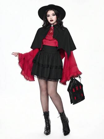 Goth Women's Gothic Black Bat Wing Asymmetrical Hem Shawl