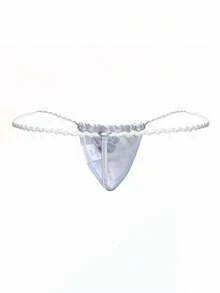 SHEIN Plus Size Sexy Thong Panties With Cute Cartoon Digital Footprint Print, White - White - View 3
