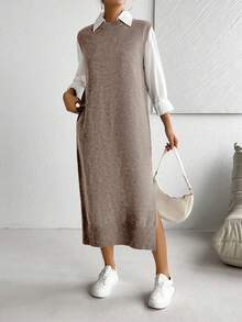 EMERY ROSE Váy dài đi làm đa năng, dễ phối đồ dành cho nữ - Màu nâu  Mocha - Xem 5