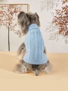 PETSIN 1 Suéter casual para mascotas de punto grueso, resistente al viento y cálido de color azul claro para otoño-invierno - Gris Claro - Ver 3