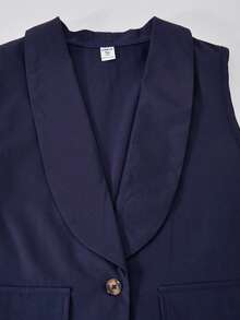 3pcs/Set Casual Sleeveless Blazer Jacket (With Long Sleeve Top And Pants) For Teen Girl Suitable For Everyday Casual And Commuting Wear