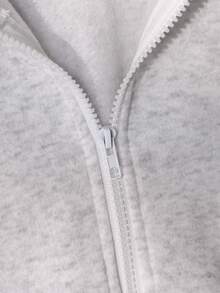 Sparklyn 少女外套，纯色时尚蝴蝶结卫衣夹克，舒适加厚保暖内衬卫衣面料，袖口蝴蝶结装饰，青春活力少女风，适合返校季或休闲户外穿着 - 淺灰色 - 查看 4