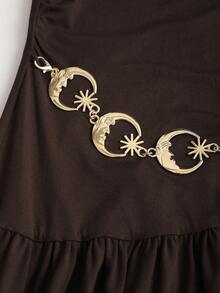 Sweetra Đầm dài tay đơn giản thanh lịch màu cà phê thu đông cho nữ - Cà phê nâu - Xem 4