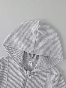 SHEIN 2件套青少年女孩休闲装，浅灰色修身长袖罗纹夹克搭配紧身打底裤。这款舒适时尚的套装让女孩们以活泼活力的造型展现独特的个性，适合秋冬季节。 - 灰色 - 查看 7