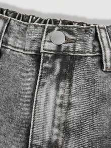 Girlism Teen Girl Y2k Cross Pattern Gray Distressed Loose Fit Jeans,Fall,Winter,Casual And Fashionable Vacation,Street Wear,2000s Style,Halloween Denim Jeans,Christmas, Denim Baggy, Loose Jeans - Light Grey - View 3