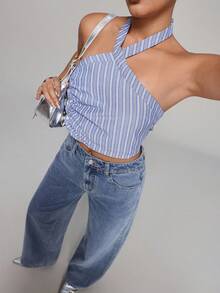 SHEIN PETITE Women's Casual Everyday Commute Versatile Loose Wide-Leg Jeans - Light Wash - View 2