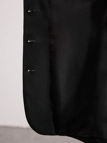 BizChic Black Metal Button Decorated V-Neck Front Open Women's Suit Jacket, Modern Urban Elegant Romantic Office Commute Business Casual Workwear, Suitable For Formal Occasions, Office, Wedding Guest, Party, Performance, Daily Wear Work Outfits For Women Office Outfits For Women - Black - View 7