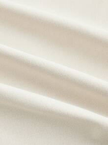 SHEIN MOD Áo thun nữ tay loe xếp nếp vai chéo màu mơ thanh lịch, họa tiết kim loại, áo một tay hở vai, áo thanh lịch, áo cổ lọ, áo có tay - Màu be - Xem 6