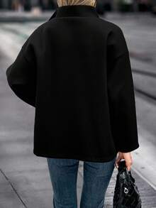 EMERY ROSE Áo khoác ngoài ngắn tay dài cổ đứng màu trơn thường ngày cho nữ, mùa thu - màu đen - Xem 2