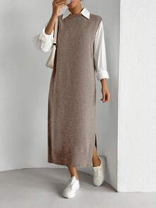 EMERY ROSE Váy dài đi làm đa năng, dễ phối đồ dành cho nữ - Màu nâu  Mocha - Xem 3