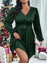 Roveilla Plusstorlek elegant paljettklänning för jul