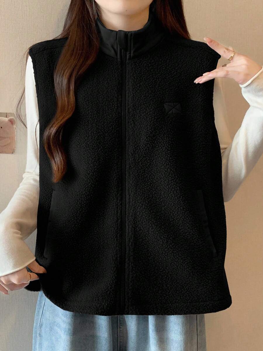 DAZY 女士休闲绗缝上衣,常规宽松版型,秋冬季 - 黑色 - 查看 1