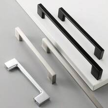 1 pieza Manija simple de aleación de aluminio cepillado negro para gabinete de cocina, cajón, puerta de vidrio, armario, mueble - Herraje para muebles - Multicolor - Ver 1