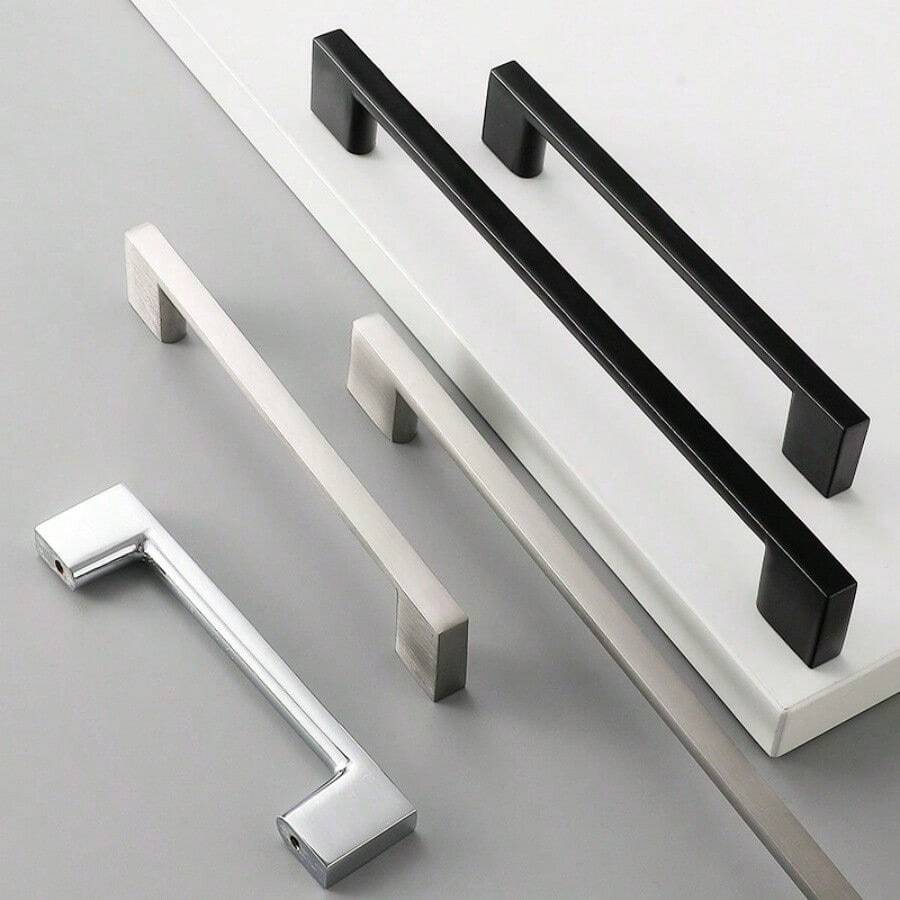 1 pieza Manija simple de aleación de aluminio cepillado negro para gabinete de cocina, cajón, puerta de vidrio, armario, mueble - Herraje para muebles - Multicolor - Ver 1