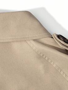 INAWLY Women's Casual Solid Color Belted Trench Coat - Khaki - View 1