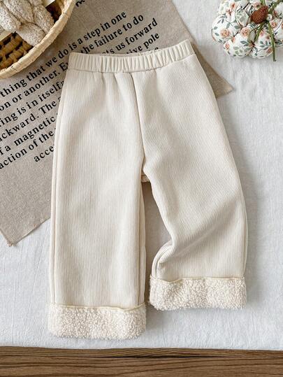 SHEIN Baby Girl Infant Toddler 0-3 Years Old Casual Sports Pants, Suitable For Outdoor Wear, Autumn/Winter Fall