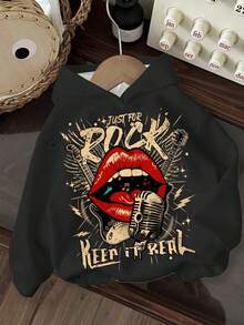 Slaydiva Going Out Tops For Women/Fall Clothes For Women/Winter Clothes For Women/Y2k Clothes/Streetwear/Back To School/Casual Street/Fit For Hip Hop/Women's Casual Street Print Hoodie Sweatshirt/Fit For Hip Hop/Grunge/Rock And Roll Graphic