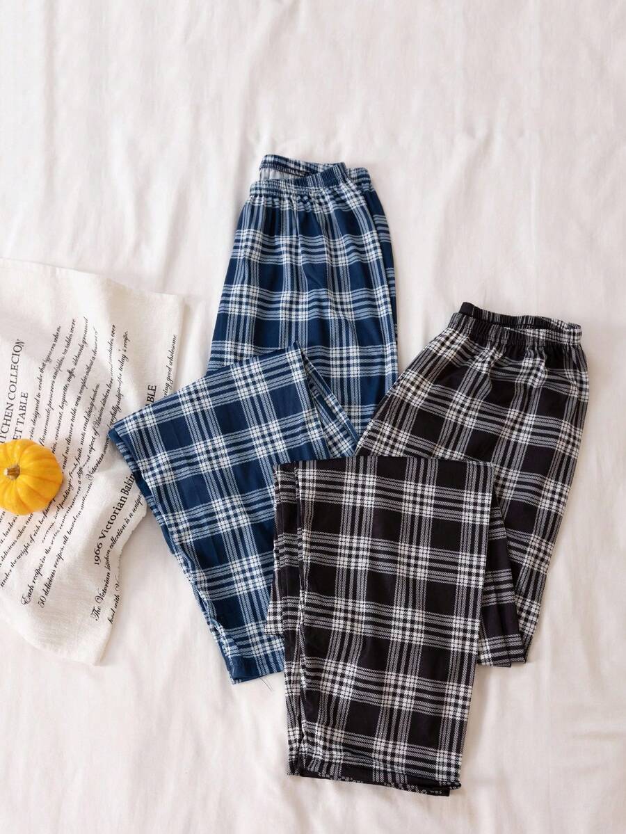 Genkimix Kids 2 件青少年男童经典格子印花睡裤，适合所有季节