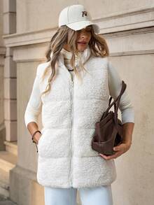 Solivie Women's Casual Solid Color Vest Jacket, Autumn/Winter