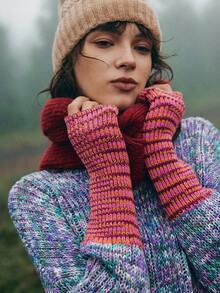 Bohemela Women's Casual Colorblock Patchwork Sweater, Suitable For Music Festivals And Halloween, Autumn/Winter - Multicolor - View 5