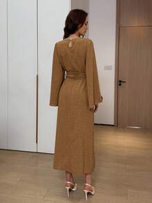 Easowa 女士长裙，棕色，BY0419-P - 棕色 - 查看 4