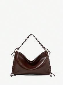 Maija Bolso de hombro para damas y mujeres, retro, vintage, de PU, con cordones, tipo hobo, de moda, elegante, sencillo, personalizado, versátil, clásico, para ir al trabajo, la oficina, citas, uso diario, compras, tomar el té por la tarde