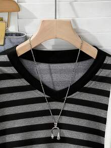 SHEIN DT-TX2504--Áo thun dài tay cổ chữ V màu tương phản cho bé gái (Số lượng), lụa sữa 180g - Nhiều màu - Xem 3