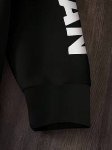 BATMAN X SHEIN Men's Bat And Letter Graphic Pullover Sweatshirt Black Graphic Hoodies Sweatshirts