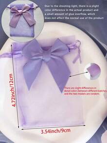 1/10/20 piezas Bolsas de organza con lazo, Bolsas de organza transparentes, Bolsas de organza con lazo color púrpura claro, Bolsas de organza transparentes de 3.9x4.7 pulgadas, Bolsas de joyería con cordón, Bolsas de regalo de boda, Bolsas de fiesta color púrpura claro, Bolsas de fiesta color púrpura claro - Púrpura claro - Ver 5