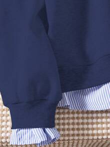 Tween Girls' Sweatshirt, Casual College Style Versatile, 2 In 1 Sweatshirt Shirt Collar Numeric & Letter Print Leopard Pattern Loose