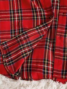 Manfinity RelaxMax Men's Casual Plaid Long Sleeve Shirt For Christmas Family Matching Outfits Plaid Family Set Family Christmas Outfits - Red - View 4