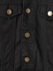 SHEIN Bộ 2 áo khoác denim ve đen tay dài cho bé trai và quần ống rộng - màu đen - Xem 7