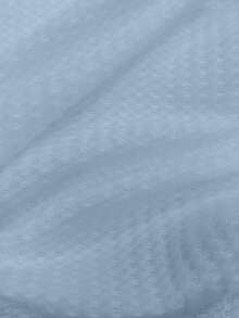 INAWLY Áo thun nữ tay dài đơn sắc có khóa kéo nửa cổ - Màu xanh nhạt - Xem 3