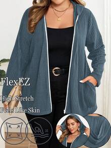 EMERY ROSE 大码纯色休闲连帽秋季夹克