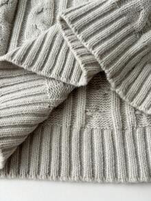 Elamini Women's Apricot V-Neck Lantern Sleeve Twist Rope Cable Knit Sweater Top, Fashionable For Autumn/Winter - Apricot - View 7