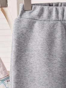 SHEIN Ensemble sweat-shirt en tricot polyvalent et décontracté pour filles, avec un design brodé rose sur le devant, fermeture à demi-zip, convient pour la marche en extérieur, le shopping, les déplacements, peut être associé à une veste, un gilet, un manteau matelassé - Gris - Voir 7