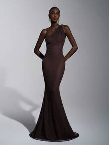 Elitara 优雅性感透视露肩露背紧身连衣裙，适合宴会、时装秀、毕业典礼、商务活动、海滩等正式场合。 - 咖啡棕 - 查看 6