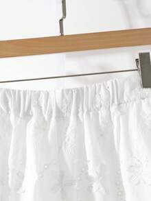 Regalyn 大码女式休闲刺绣镂空荷叶边下摆阔腿裤