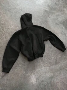 Manfinity Dauomo Fashionable Streetwear Y2K Cross Print Zip-Up Hoodie For Men, For Fall - Black - View 2