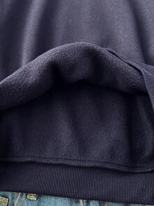 SHEIN Tween Girl Casual Numeric Print Long Sleeve Sweatshirt, Autumn/Winter - Navy Blue - View 6