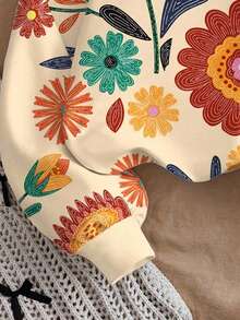 Travachic KIDS 少女亲子装（两件分开出售）休闲碎花长袖卫衣，适合度假、旅行、节日、日常穿着，以及秋冬季节。 - 彩色 - 查看 4