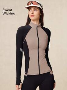 OutZeal 女士健身服运动夹克普拉提套装撞色紧身运动上衣 - 彩色 - 查看 3