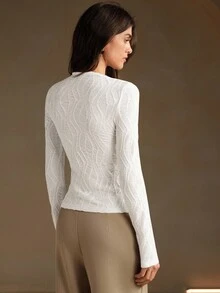 Anewsta Elegant & Slim Fit Basic Casual T-Shirt For Women - White - View 2