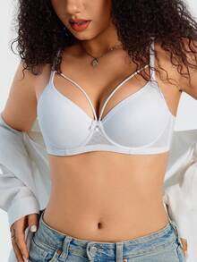 DesireSculpt 1 Stück Damen Weißer Drahtloser Bequemer Stützender Nicht-Durchhängender BH